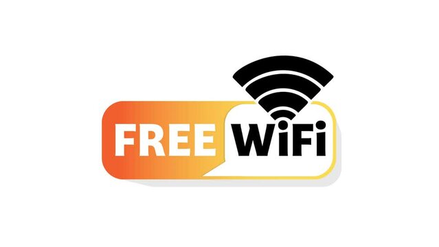 Free wifi icon symbol. Animation wifi sign with wave signal icon on white background