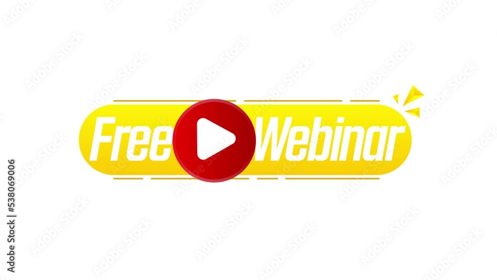 Aufkleber free webinar icon, flat design style with red play button