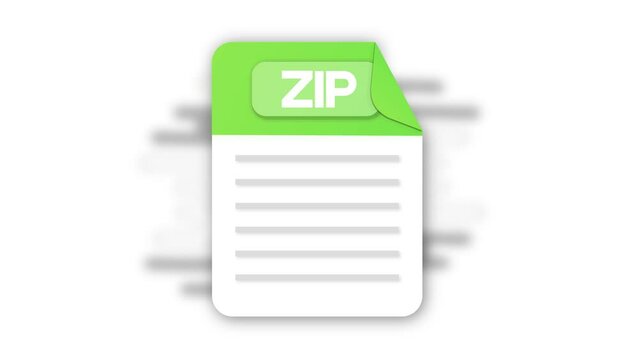 ZIP file icon. Flat design graphic. Animation ZIP icon. Motion design isolated on white background