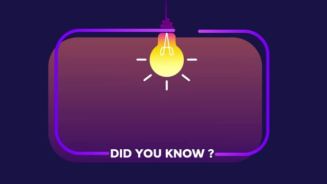 Did You Know label design with light bulb and rays. Logo design