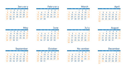 Monthly calendar template for 2023 in a minimalist style. The week starts on Sunday.