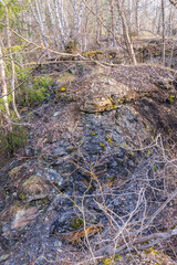 Waste with slag from an old quarry