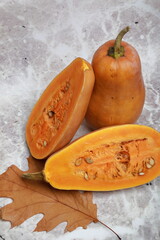 delicious pumpkin cut on the table