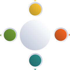 Pie chart from colorful circles, infographics for four positions, isolated
