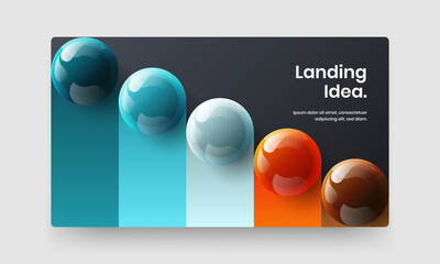 Bright website vector design concept. Multicolored realistic spheres leaflet layout.