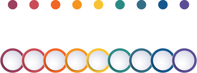 Timeline from colored circles, infographic for nine positions, isolated