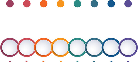 Timeline from colored circles, infographic for eight positions, isolated