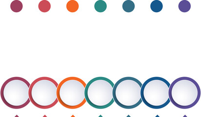 Timeline from colored circles, infographic for seven positions, isolated
