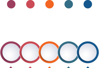Timeline from colored circles, infographic for five positions, isolated