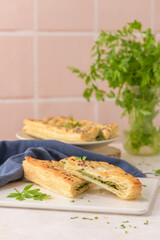 Spinach puff pastry with ricotta cheese