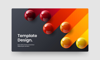 Multicolored 3D spheres cover template. Original handbill design vector illustration.