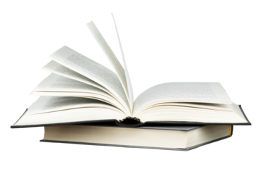 Open book isolated on transparent background. Png format	
