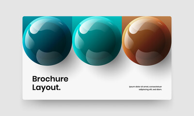 Premium realistic balls booklet layout. Abstract postcard vector design concept.