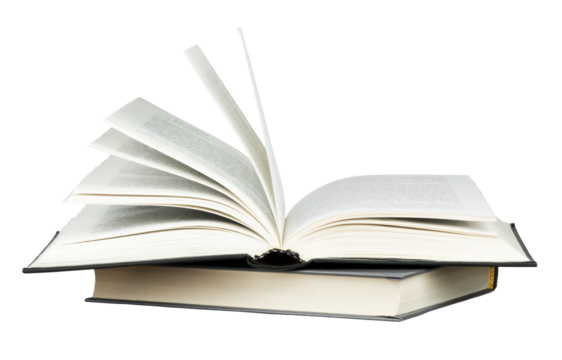 Open book isolated on transparent background. Png format	
