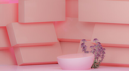 Natural beauty podium. 3d realistic podium for product display. 3d rendering illustration