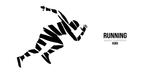 Abstract silhouette of a running athlete on white background. Runner man are running sprint or marathon. Vector illustration