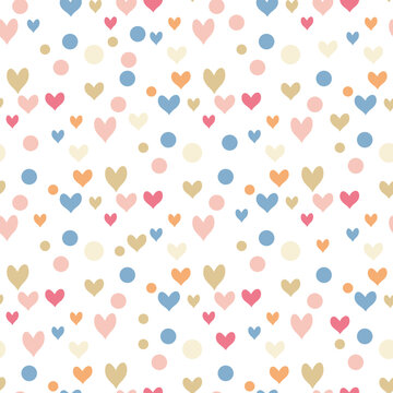 Seamless graphic circles and hearts. baby pattern