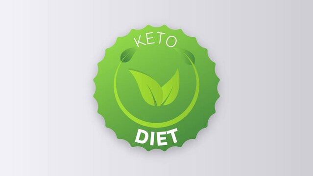 Keto diet animation icon circle badge sign. Non Genetically modified organism emblem sticker. Organic food stamp
