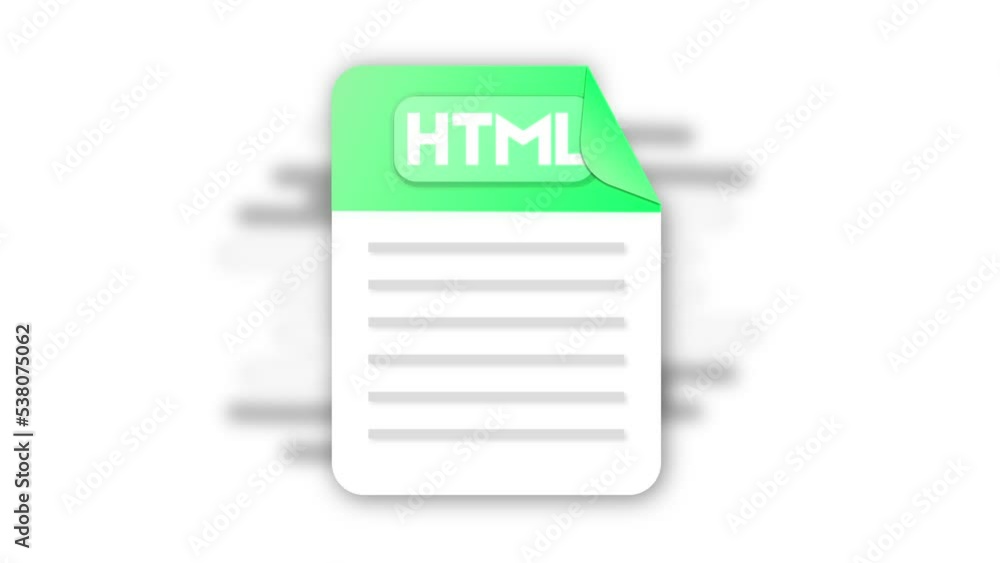 Poster HTML file icon. Flat design graphic. Animation HTML icon. Motion design isolated on white background