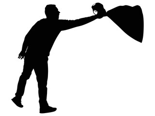man throwing garbage bag
