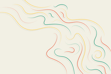Dynamic red, yellow, and green wavy lines illustration wallpaper