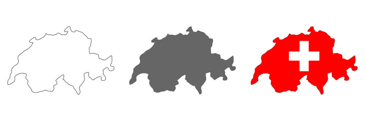 Highly detailed Switzerland map with borders isolated on background