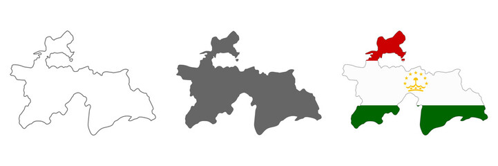 Highly detailed Tajikistan map with borders isolated on background