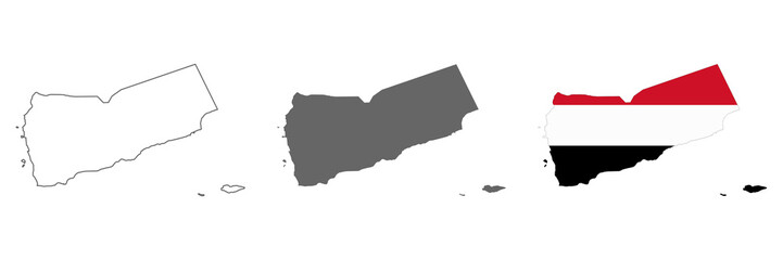 Highly detailed Yemen map with borders isolated on background