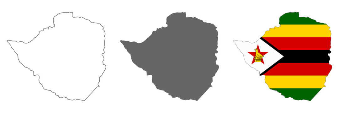 Highly detailed Zimbabwe map with borders isolated on background