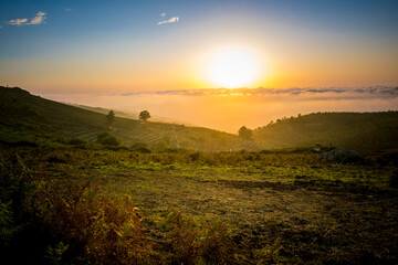 Sunset valley view on the mountains of Serra da Monchique in Algarve, Portugal.