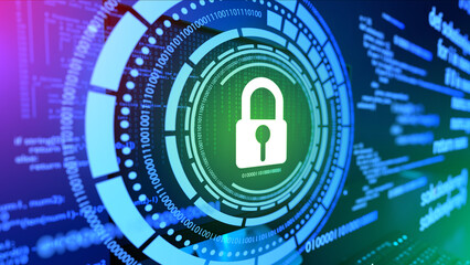 Digital data security and privacy concept. Personal or business information protection background. Cybercrime or network hacker attack.