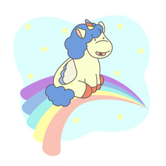 Cute unicorn on the rainbow
