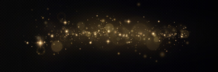 Gold particles. Light effect. Gold dust. background decoration.