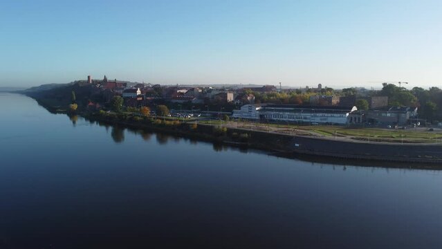 View of the city of Grudziadz from the Vistula River, Poland.