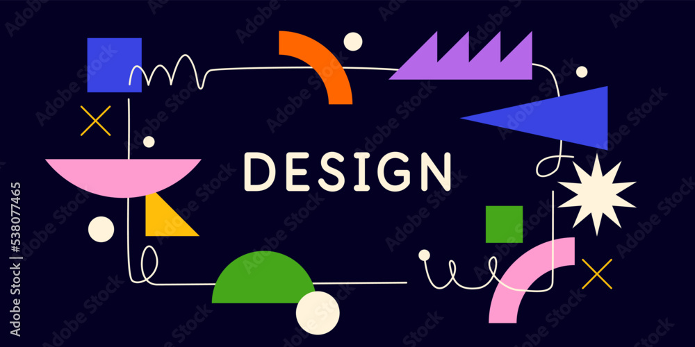 Poster modern geometric composition of various shapes. illustration for design. abstract background in the 