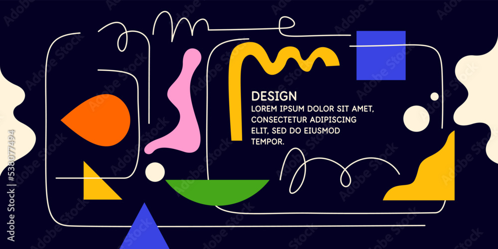 Poster modern geometric composition of various shapes. illustration for design. abstract background in the 