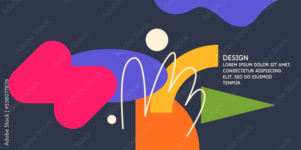 Poster modern geometric composition of various shapes. illustration for design. abstract background in the 