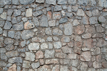Old stone wall texture background. Rough stone wall. Big rough stones fence