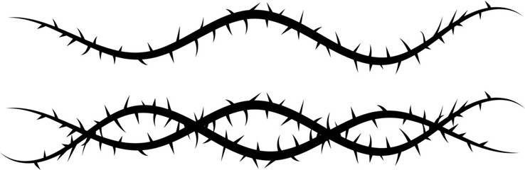 Vector image of a vine with thorns. Barbed wire.