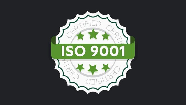 ISO 9001 certified sign. Environmental management system international standard approved stamp. Green isolated