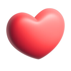 3D red heart isolated on white background. 3d rendering of a velvety heart - obrazy, fototapety, plakaty