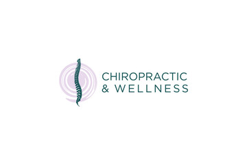 Medical chiropratic logo design spine tailbone illustration massage orthopedic icon symbol wellness health - obrazy, fototapety, plakaty