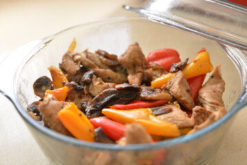 Chicken breast and healthy colorful vegetables