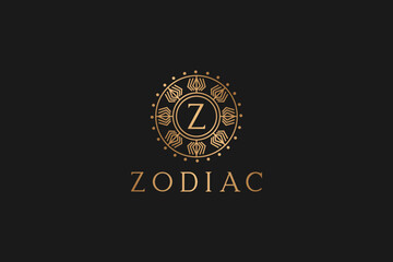 Beauty wellness mandala logo design gold flower circle luxury shape icon symbol yoga spa ornament