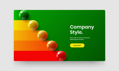 Amazing 3D balls banner layout. Trendy booklet vector design template.