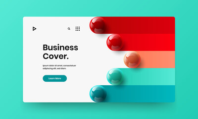 Multicolored site design vector layout. Bright realistic balls annual report illustration.