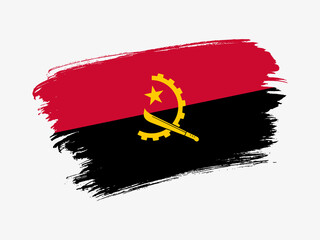 Angola flag made in textured brush stroke. Patriotic country flag on white background