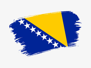 Bosnia and Herzegovina flag made in textured brush stroke. Patriotic country flag on white background