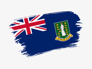 British Virgin Islands flag made in textured brush stroke. Patriotic country flag on white background