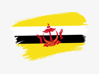 Brunei flag made in textured brush stroke. Patriotic country flag on white background